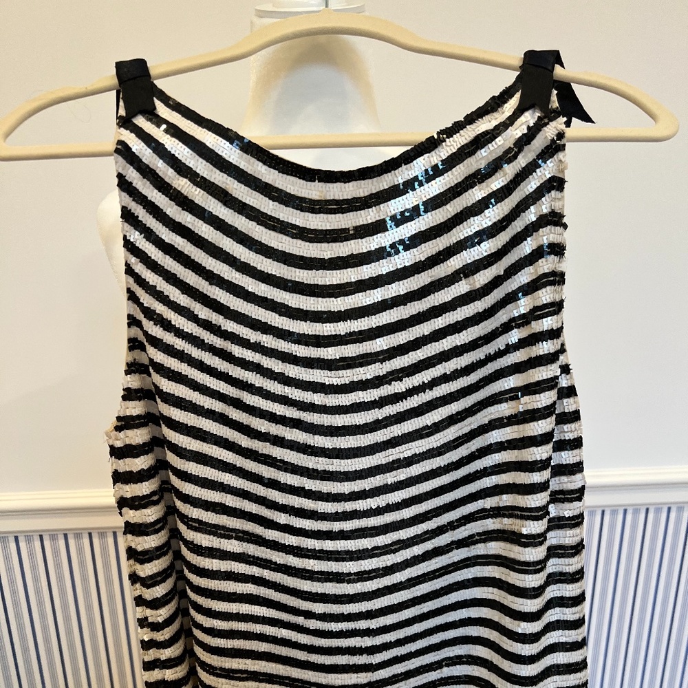 Gorgeous Sequin Blouse with Pretty Ribbons on Top NWOT